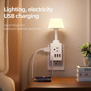 รูบิคมาตรฐานแบบอเมริกันพร้อมช่องเสียบ USB หลายรูโคมไฟข้างเตียงป้องกันดวง<span class=keywords><strong>ตา</strong></span>ในห้องนอนไฟกลางคืน - Product Image 3