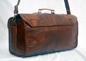 Genuine <b>Leather</b> Duffel <b>Bags</b> for <b>Men</b> Overnight Weekend <b>Bags</b> for Sports Gym Duffle Large Capacity <b>Bag</b> From India Wholesale Duffle - Product Image 4