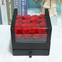Boîte à tiroirs en acrylique pour 16 têtes de roses éternelles en gros – Idéale pour la Saint-Valentin, les mariages, Noël, les remises de diplômes – Vente chaude OEM ODM