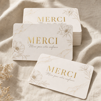 Lot de cartes de remerciement en feuille d'or pour petites entreprises, cartes d'insertion pour emballages de bijoux, cartes de note d'appréciation noires mates à bords dorés
