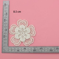 Applique brodée en dentelle florale 3D double couche en coton abricot pour robe, vêtement, chapeau, couture DIY, décoration à coudre sur vêtements