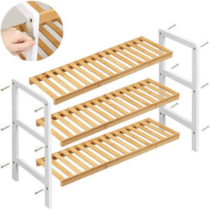 Generoso Zapatero de Bambú de Tres Niveles con Banco, Organizador de Almacenamiento Interior que Ahorra Espacio, con Diseño Desmontable para Sala de Estar - Product Image 3