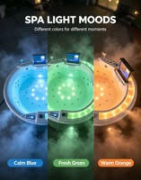 Outdoor-Whirlpool für 4 Personen, großer runder Pool, Acryl-Spa-Wanne mit Smart-Panel, konstanter Temperaturheizung und Sprudelmassage