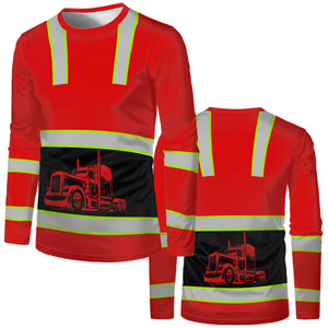 T-shirt de sécurité fluorescent haute visibilité réfléchissant pour vêtements de travail de construction, classe 3 ANSI, LED clignotante, polyester, personnalisé - Product Image 1
