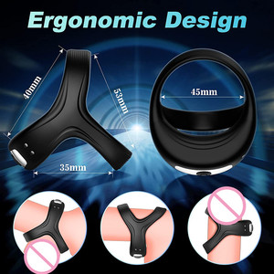 Anello Vibrante Triangolare in Silicone Ricaricabile per Pene con 10 Modalità di Vibrazione per la Stimolazione delle Testicoli Maschili - Product Image 5