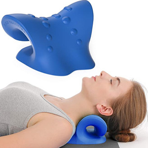 Oreiller de traction cervicale en mousse PU correctrice, bleu, soutien pour massage du cou, densité 280, épaisseur 115 - Product Image 4