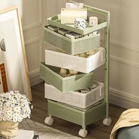 Chariot de rangement de cuisine moderne et durable en acier au carbone, organisateur roulant multi-niveaux avec tiroirs et étagères pour fruits et légumes à domicile
