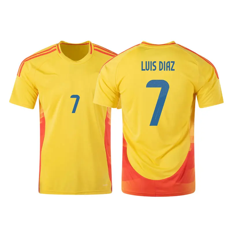 Top Thai Quality Football Jersey Shirts 24/25 New Model Sublimation Cheap Soccer Uniforms Yellow NO.7 LUIS Home Football Shirts