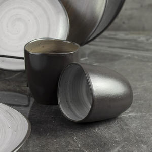 Ensemble de Plats en Céramique Mat Nouveau Design Gris et <span class=keywords><strong>Café</strong></span>, Ensemble de Vaisselle, Ensemble de Plats à Dîner en Porcelaine - Product Image 5
