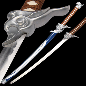 Nouvelle épée de Yasuo le Non-Délégué de <span class=keywords><strong>League</strong></span> <span class=keywords><strong>of</strong></span> Legends, avec étui en cuir, accessoire de cosplay, objet de collection et décoration - Product Image 5