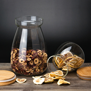 Wholesale Multiple Sizes Handmade Transparent Borosilicate Glass Honey Candy <strong>Cookie</strong> Storage <strong>Jar</strong> With Bamboo Lid - Product Image 5