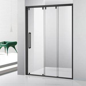 Cabine de <span class=keywords><strong>douche</strong></span> hôtel <span class=keywords><strong>sur</strong></span> <span class=keywords><strong>mesure</strong></span> Porte coulissante à double battant Porte de <span class=keywords><strong>douche</strong></span> en <span class=keywords><strong>verre</strong></span> noire - Product Image 1