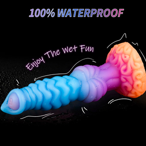 جملة: ألعاب جنسية للبالغين للرجال والنساء، قضيب اصطناعي ضخم من السيليكون الناعم بتصميم عقدة كلب فضائي مضيئة، للبيع بالجملة - Product Image 4