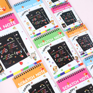 Sáng tạo mini đen Scratch máy tính xách tay cho trẻ em DIY cầu vồng ma thuật Scratch giấy vẽ cuốn sách - Product Image 3