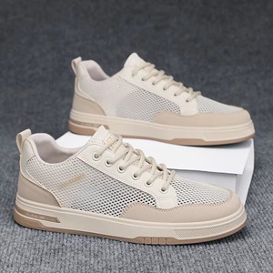 Chaussures de sport décontractées pour hommes, nouveau modèle rétro, respirantes, légères, avec empiècements de couleur assortie et surface en maille respirante - Product Image 4