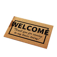 Tapis de bienvenue extérieur antidérapant en polyester brun coco-cacao, motif carré, style minimaliste moderne, pour nettoyage par vibration