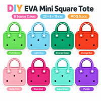 Sac fourre-tout carré mini en EVA DIY, petit sac de plage avec trous pour breloques, étanche et portable pour les voyages, les stations balnéaires et le quotidien