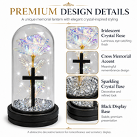 Lanterne Solaire LED Znicz en Gros pour Cimetière, Lampe Commémorative en Verre avec Rose Éternelle pour la Touche des Saints