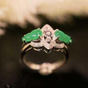 แหวนหยกเจไดต์แท้ 18k ชุดเครื่องประดับหยกเจไดต์ แหวนคริสตัลพลังงานจากหิน - Product Image 1