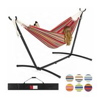 Hamac en toile moderne pour 2 personnes, support en acier peu encombrant, pour jardin, cour, extérieur, capacité de 450 lb, hamacs doubles, sac de transport portable
