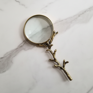 แว่นขยายด้ามกิ่งไม้ทองเหลืองแบบชนบทอุปกรณ์ตกแต่งที่ได้รับแรงบันดาลใจจากธรรมชาติสำหรับการตกแต่งบ้านที่ไม่เหมือนใครราคาขายส่ง - Product Image 1