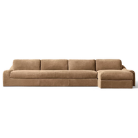 Europäischer Stil Luxus-Ledersofa-Set Wohnzimmer-Couch Möbel mit Rollarmlehnen Niedrige Plüschkissen Villa Innenbereich Langlebig