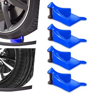 Enrouleur de pneus pour lavage de voiture, système de stationnement 4 pièces en PP bleu pour voitures, motos, vélos - Product Image 1