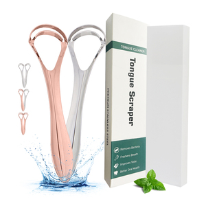 In metallo raschietto per linguetta, in acciaio inox pulitore con custodia da viaggio per le donne di ridurre l'alito cattivo orale cura - Product Image 1