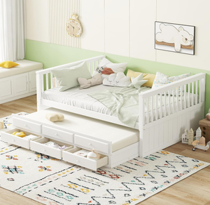 Canapé-<span class=keywords><strong>lit</strong></span> moderne en bois de pin avec 6 tiroirs de rangement, <span class=keywords><strong>lit</strong></span> escamotable pour petits espaces, vente en gros B2B - Product Image 1