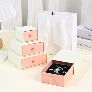 Caja de cajón de papel simple rectangular personalizada para embalaje y almacenamiento de joyas - Product Image 3