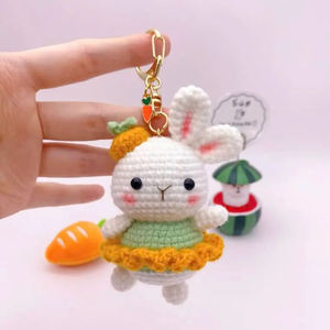 Porte-clés <span class=keywords><strong>en</strong></span> crochet fait main, poupée <span class=keywords><strong>en</strong></span> <span class=keywords><strong>laine</strong></span> pelucheuse, <span class=keywords><strong>lapin</strong></span>, pendentif pour clés <span class=keywords><strong>de</strong></span> voiture, jouet <span class=keywords><strong>en</strong></span> crochet tricoté, <span class=keywords><strong>lapin</strong></span> amigurumi - Product Image 3