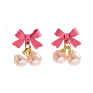 Nuovi <span class=keywords><strong>Orecchini</strong></span> Semplici e Trendy a Catena <span class=keywords><strong>con</strong></span> Fiocco Rosa e Pendente a Goccia di <span class=keywords><strong>Perla</strong></span>, Placcati in <span class=keywords><strong>Oro</strong></span>, a Forma di Cuore, Regalo per Donne e Ragazze - Product Image 5