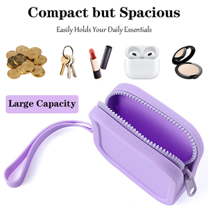 Custom Logo Pantone Silicone <b>Mini</b> Purse Square Wristlet Bag Non Toxic Soft Durable Waterproof Coin <b>Pouch</b> for FBA Dropshipping - Product Image 4
