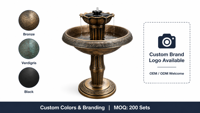 Fontaine solaire pour bain d'oiseaux à 2 niveaux, couleur personnalisée, en résine résistante aux intempéries, écologique, style antique, pour extérieur
