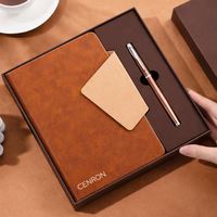 Cuaderno Corporativo Personalizado A5 de Cuero PU y Juego de Bolígrafos Metálicos con Impresión UV con Caja de Regalo para Regalos Empresariales y de Conferencia