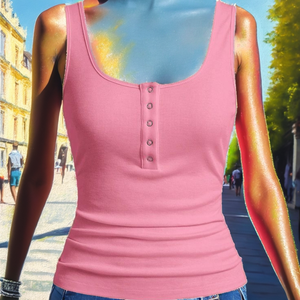 Camiseta sin mangas de color liso, elegante y cómoda, de algodón y lyocell, con tirantes finos, informal, de punto transpirable para mujer - Product Image 2