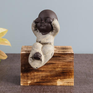 พระน้อยดินเผาสีม่วง ของตกแต่งโต๊ะน้ำชา สำหรับบ้าน ร้านอาหาร สำนักงาน ของประดับตกแต่ง พระพุทธรูปตัวเล็ก - Product Image 4