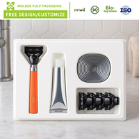 Emballage personnalisé en pâte à papier pour rasoirs, plateau en fibre moulée, plateau intérieur en pâte moulée par pressage humide, solutions d'emballage durables