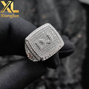 Hot Selling Man's Hip Hop Moissanite Diamond <b>Ring</b> DJ Letter Pave Setting White Gold Round Brilliant Cut Party Wear Classic <b>Ring</b> - Product Image 3