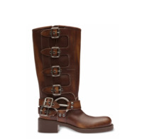 Bottes hautes de motard noires en cuir véritable de qualité supérieure pour femme, style harnais d'ingénieur, multi-boucles, pour moto