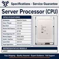 Processeur serveur Intel Xeon Gold 6448Y 2,10 GHz 32 cœurs 60 Mo de cache L3 225 W FCLGA4677 DDR5-4800 PCIe 5.0 Sapphire Rapids OEM