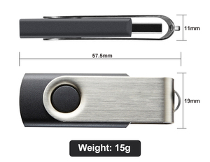 Lot de 2 clés USB 2.0 en métal de 128 Go avec rangement pliable et design pivotant - Noir - Product Image 6