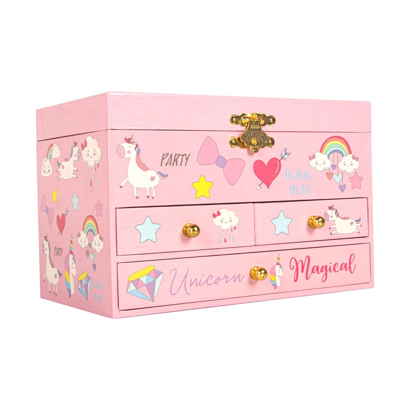 Оптовая продажа, недорогая деревянная розовая Музыкальная шкатулка с ручкой Ever Bright, подарок для детей