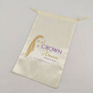 Beige <b>Dust</b> Proof Wig Handbags Storage Drawstring Satin <b>Bags</b> for Hair Bundles - Product Image 3