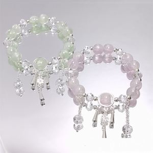 Pulsera de cuentas de cristal con esmalte cristalino, estilo campanas de viento, de fantasía, con cuentas de cristal craquelado tipo palomitas de maíz, colorida - Product Image 4