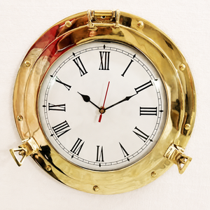 Nautical Porthole <b>Digital</b> <b>Clock</b> Solid Brass 4 Inch Quartz <b>Wall</b> <b>Clock</b> Coastal Decor Living Room - Product Image 1