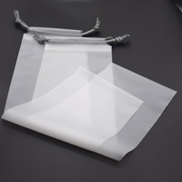 Sac d'emballage personnalisé en plastique PE transparent dépoli avec logo imprimé, étanche et résistant à l'humidité, avec cordon de serrage, pour bijoux et chaussures - Personnalisable