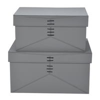 Organisateur de rangement empilable et imbriqué en cuir bleu décoratif