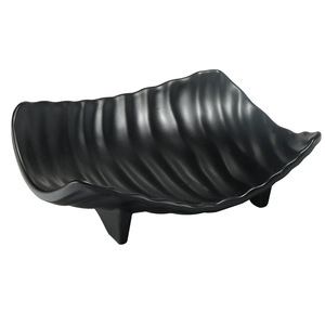 <b>Black</b> Irregular Melamine Snack <b>Plate</b> Set For Restaurant Bar Party Use Solid Color Durable Dishware Commercial Grade - Product Image 5