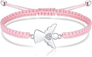 Pulsera B21T Hecha a Mano con Cordón Trenzado <span class=keywords><strong>de</strong></span> Acero Inoxidable, Bañada en Plata, con Dije <span class=keywords><strong>de</strong></span> Ángel <span class=keywords><strong>para</strong></span> Mujeres y <span class=keywords><strong>Niñas</strong></span> - Protección Religiosa Romántica - Product Image 3